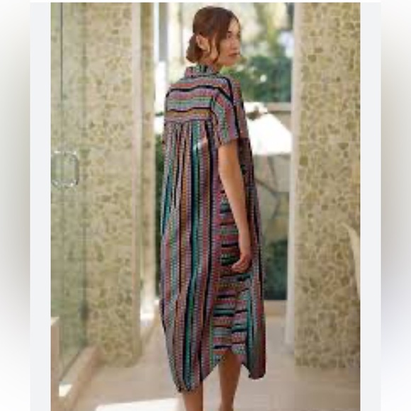 NWT retail $98 Size XXS Anthropologie striped lounge  Multicolor midi Dress - Picture 2 of 5